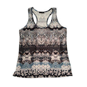 LoveU Dear Racerback Animal Print Tank Top Womens Large Blouse Vacation Beach